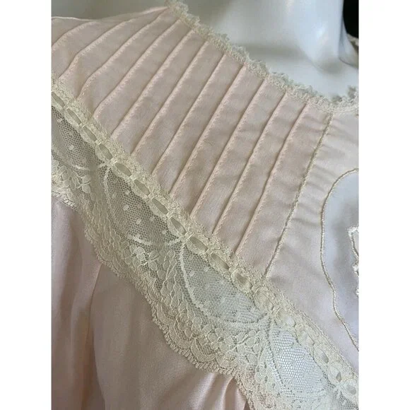 Vintage Gilead Nightgown Cotton Blend Pink Nightie Lace Trim Nightie‎ S USA NWOT